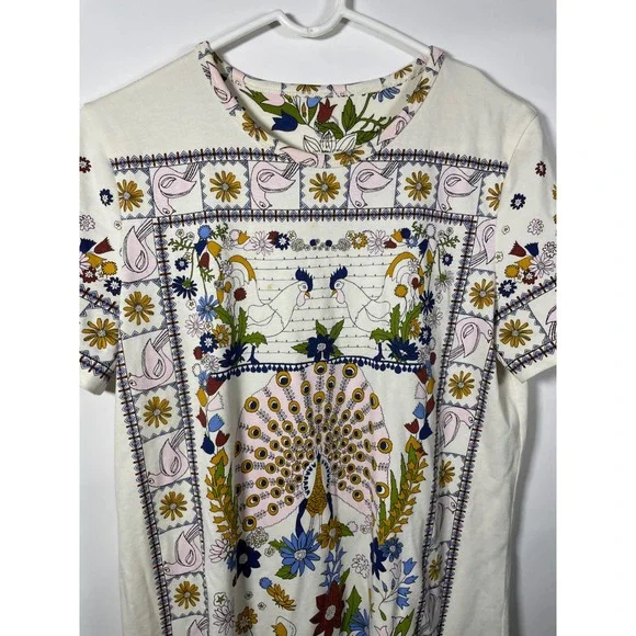 Tory Burch Tee Shirt Dress Womens Short Sleeve Floral Print Casual Designer Boho - Picture 2 of 9